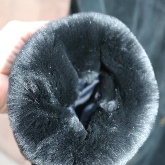 VTG Wilsons Womens Black Fur Lined Suede Leather Parka Coat Jacket Womens - Picture 9 of 16